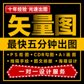 矢量图制作cdr做图平面设计ai图文logo排版 代画图海报图案ps代做