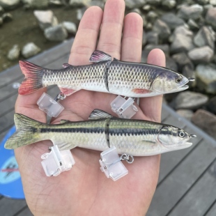 实拍 仿生鱼纹S游姿2节鳟鱼路亚鱼饵假饵淡水海钓饵硬饵多节鱼饵