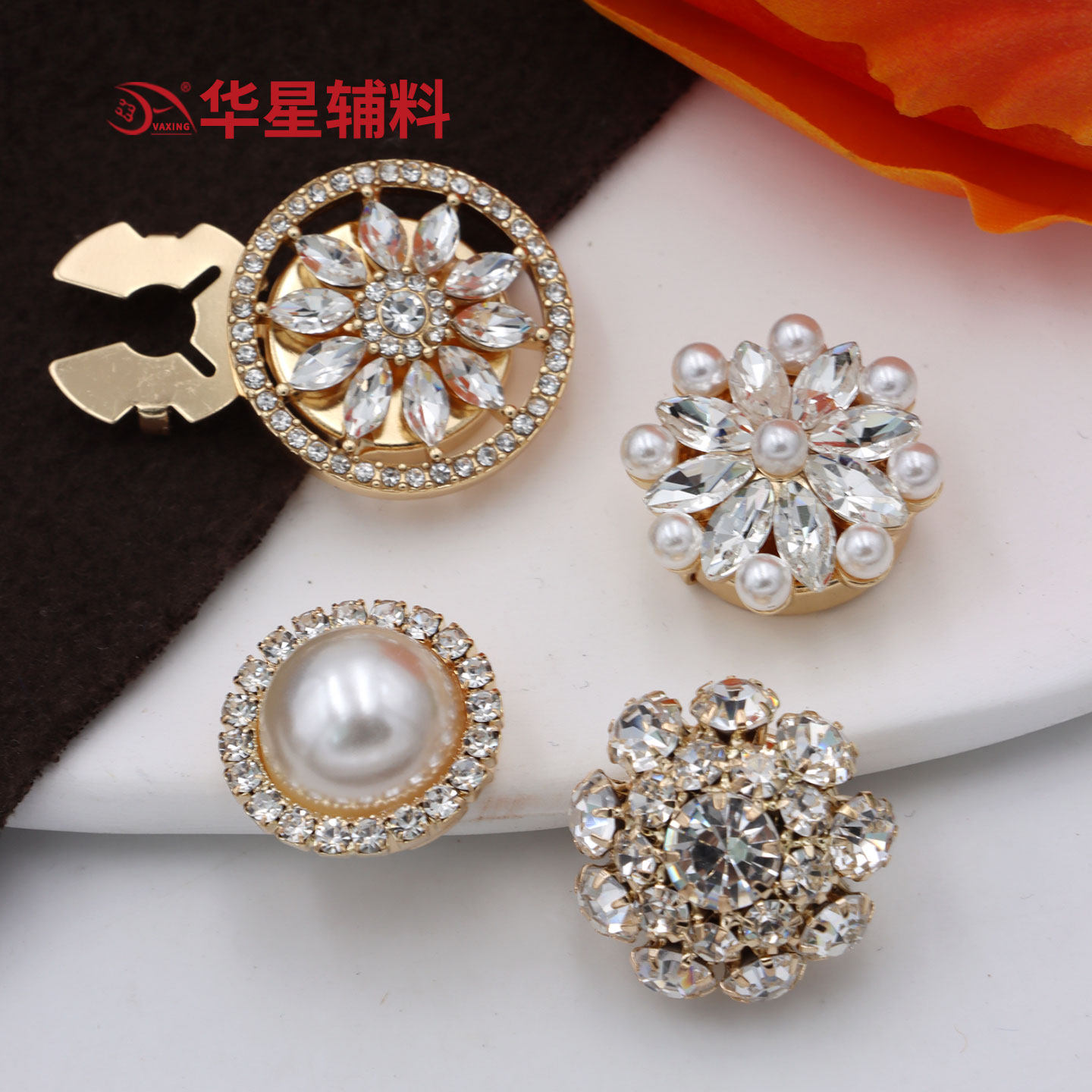 钻饰扣子套珍珠纽扣盖袖扣衬衫装饰扣免缝扣带钻扣个性衬衫装饰