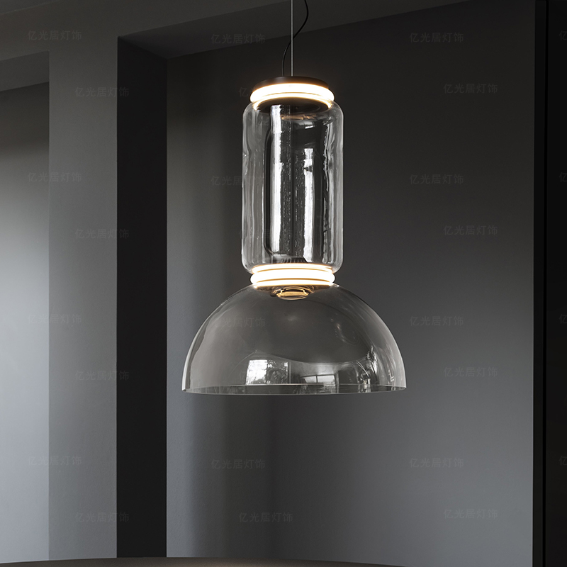 现代ins竹节圆筒玻璃客厅餐厅个性艺术设计师别墅酒店样板房吊灯