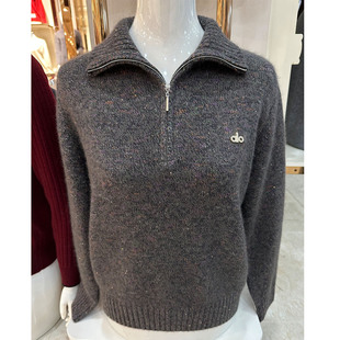 依卡璐羊绒羊毛衫 毛衣女款 慵懒松弛感翻领拉链针织衫 冬季 2025新款