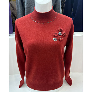 上衣羊绒衫 妈妈羊毛衫 半高领打底针织衫 2025新款 高贵洋气毛衣女款