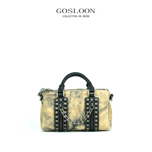 法国古士龙GOSLOON 特价 W44头层皮复古手染手提单肩包 新品
