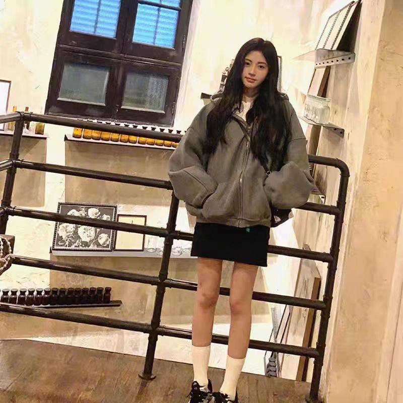 鞠婧祎明星同款灰色连帽卫衣新款休闲百搭拉链开衫外套小个子上衣,女装/女士精品,卫衣/绒衫,淘宝优惠券,粉丝福利购,淘宝优惠卷