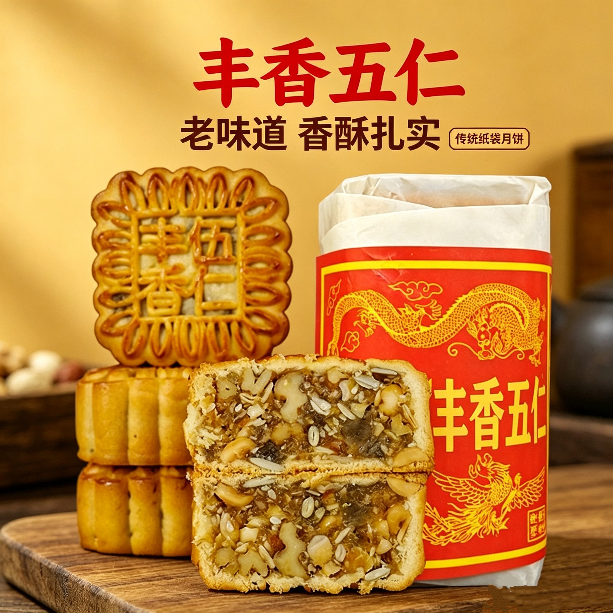 广宁丰香五仁月饼宁丰香伍仁月饼香甜经典源头厂家正宗五仁大月饼