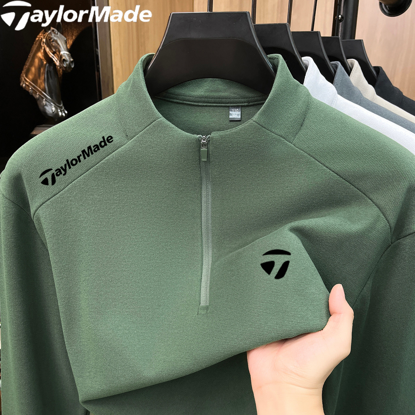 Taylormade泰勒梅男士高尔夫秋冬季运动长袖立领拉链加厚速干上衣