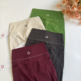 美臀线撸铁猫高腰健身裤女亮片口袋裤子运动瑜伽锦纶速干九分长裤