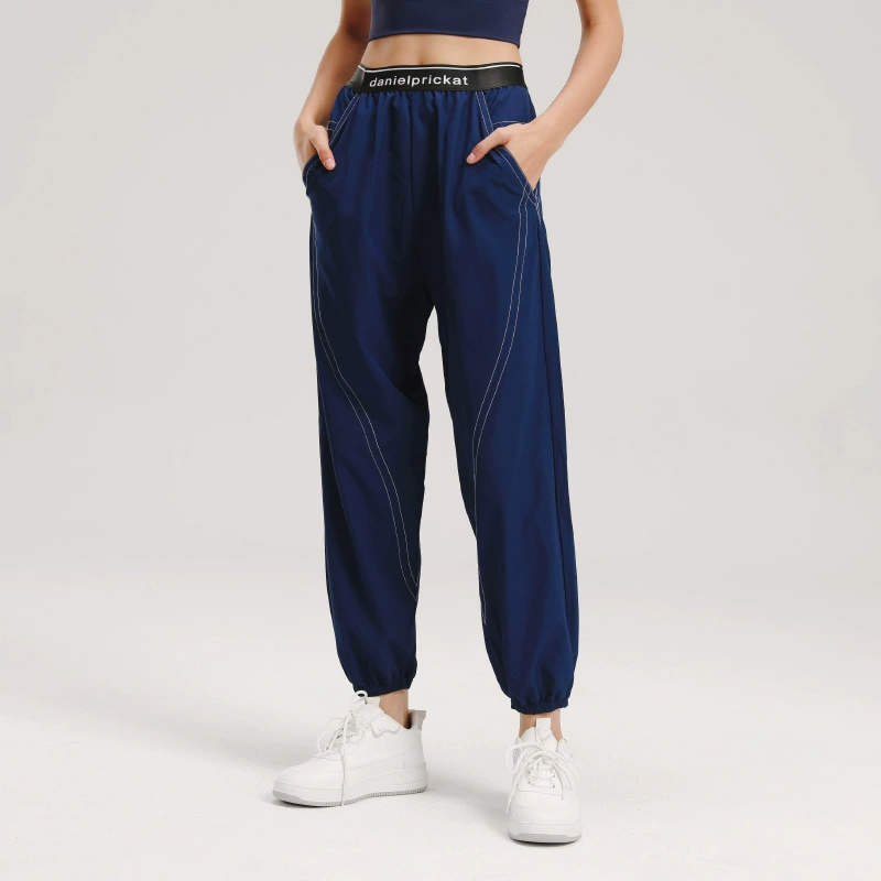 AYogasetlulu新款运动裤宽松高腰跑步束脚时尚休闲透气训练字母裤