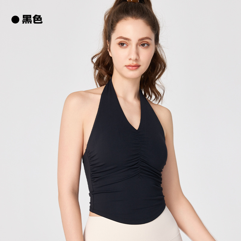 AYogasetlulu挂脖瑜伽速干背心一体胸垫运动内衣透气健身服上衣