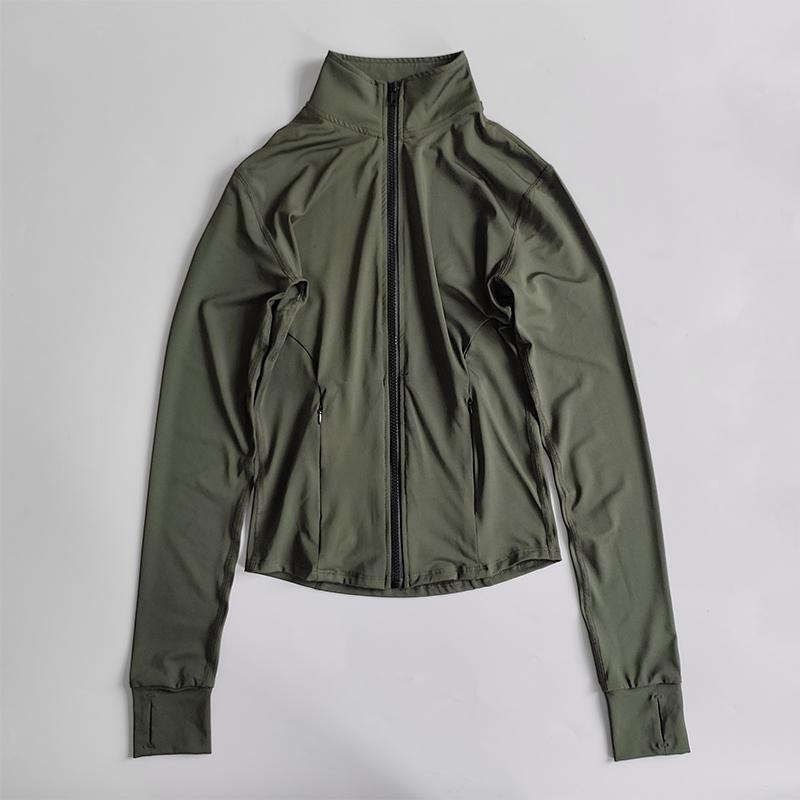 纯色拇指扣透气速干瑜伽拉链上衣