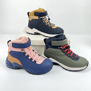 外贸原单出丹麦春秋男女童高帮防水鞋防滑耐磨减震户外登山休闲鞋