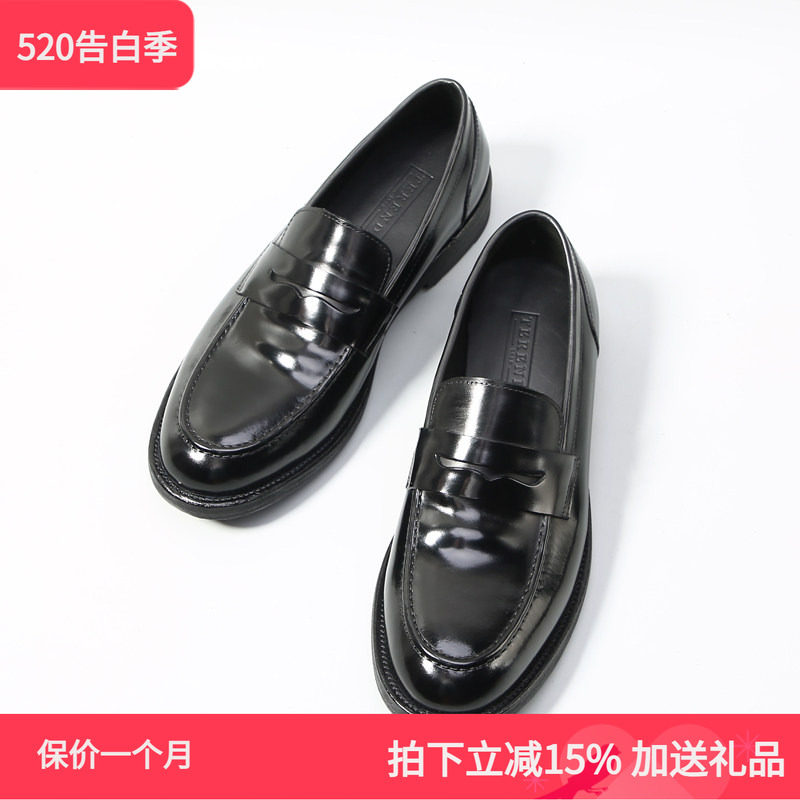 夏季新款仿马臀皮男鞋商务休闲皮鞋男水洗真皮底乐福鞋手工固特异