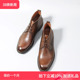 英伦复古男靴真皮系带手工擦色做旧马丁靴休闲圆头高帮男靴软底