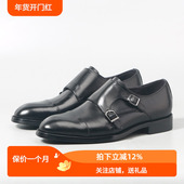 商务休闲皮鞋 男真皮孟克鞋 搭扣英伦复古僧侣鞋 意大利高质男士 婚鞋