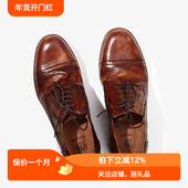 TRD英伦复古工装 软面皮 男真皮复古休闲皮鞋 鞋 男手工做旧擦色潮鞋