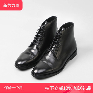 TRD新款 商务休闲高帮男靴真皮圆头马丁靴英伦风短靴潮固特异 时尚