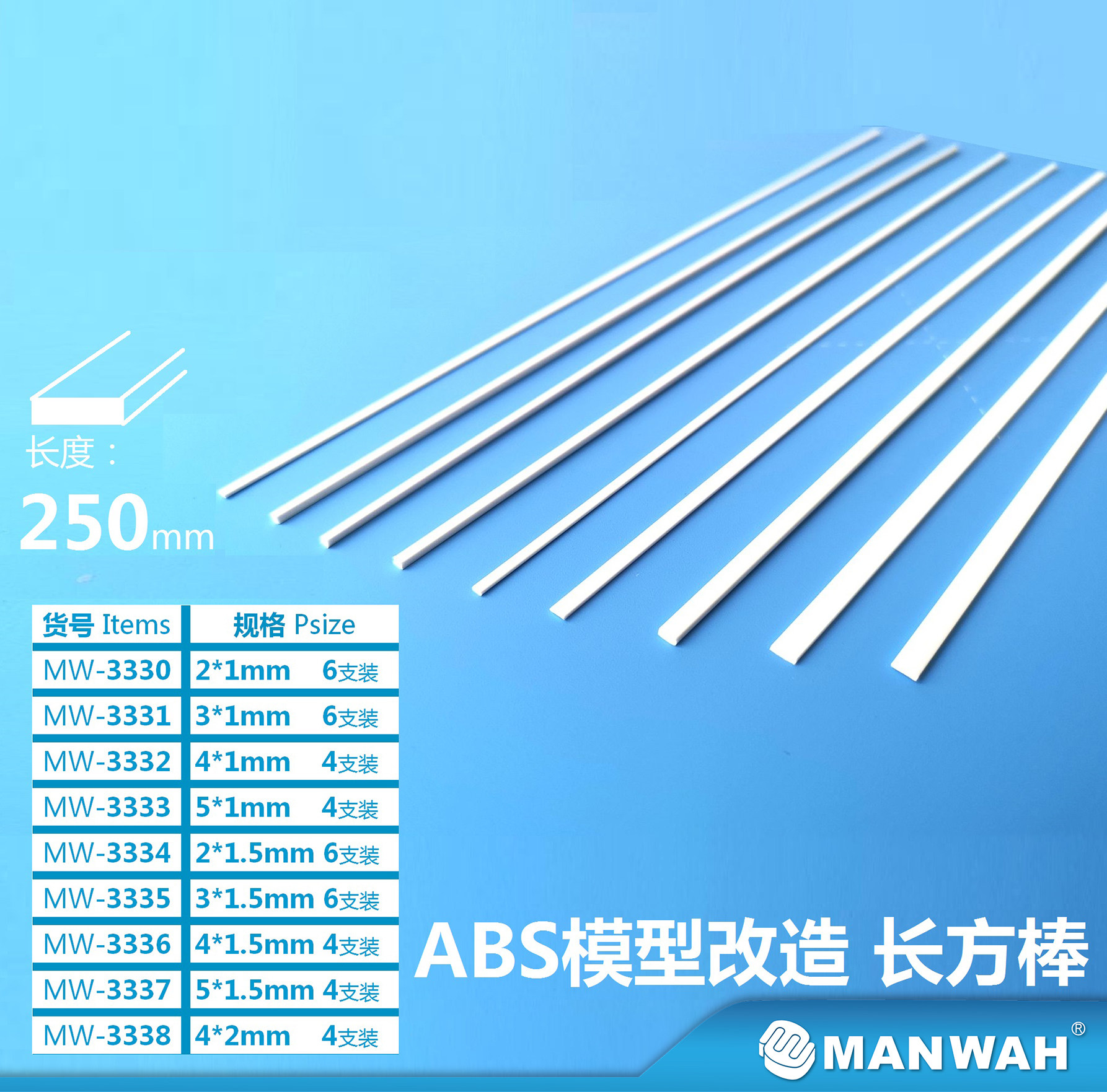 ABS模型改造用实心长方棒胶棒