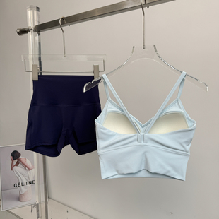 夏天瑜伽服女防震内衣速干短裤普拉提训练服套装健身房跑步骑行衣