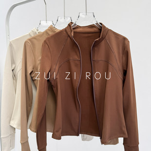 2026春季新款薄绒瑜伽外套女修身显瘦跑步骑行爬山运动健身服上衣