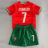 儿童足球服葡萄牙C罗球衣主场客场男女童速干训练服定制 26新款