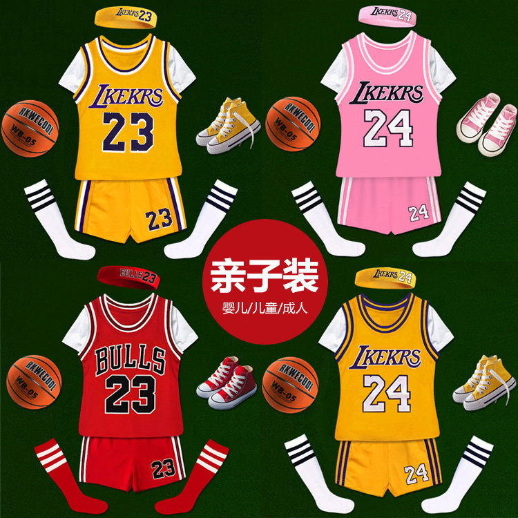 儿童篮球服科比24号詹姆斯23号球衣宝宝纯棉婴儿分体套装训练服