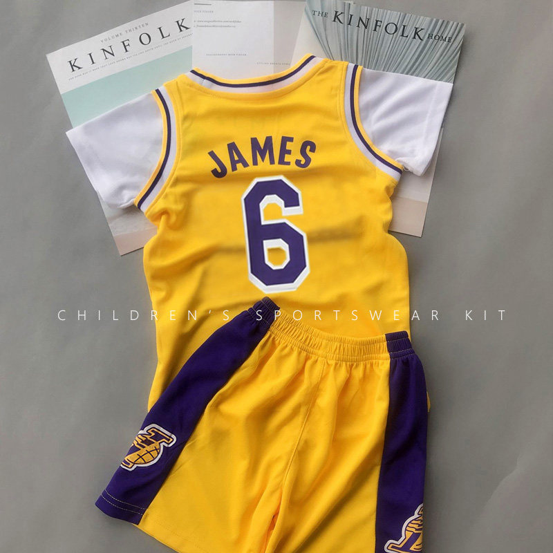 儿童篮球服套装詹姆斯6号23号球衣短袖速干运动训练服比赛服定制