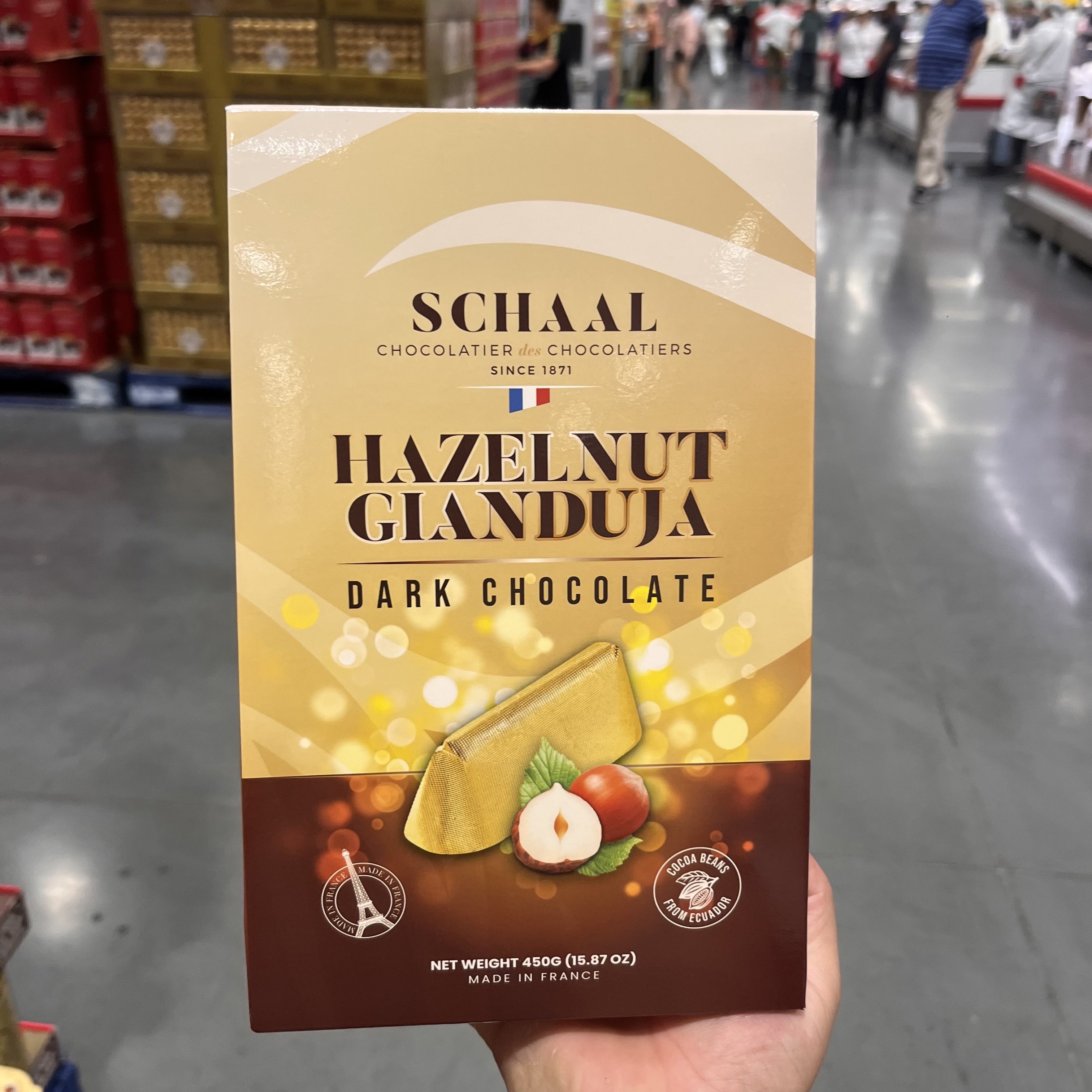 开市客法国进口榛子饼干片黑巧克力礼盒450g新年礼物零食年货糖果
