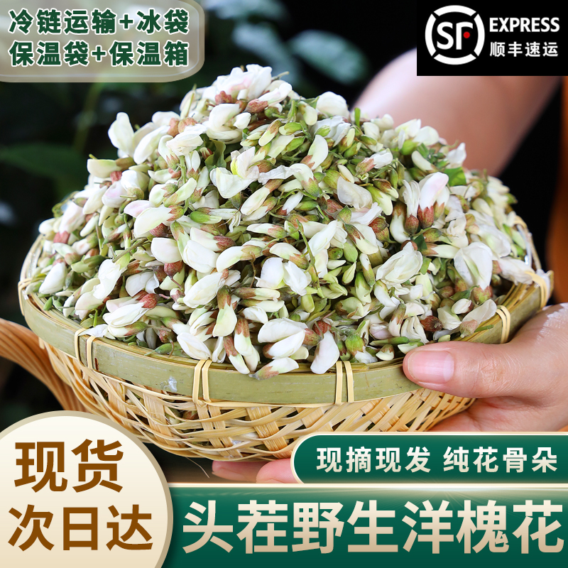 时令农产品新鲜槐花现摘现发大山野生蔬菜花骨朵苞4斤装蒸洋槐花-封面