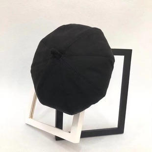 范妮显脸小黑色鸭舌贝雷帽女潮秋冬网红报童八角帽子英伦复古百搭