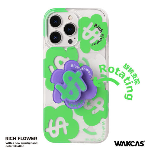 有钱花花苹果手机壳旋转支架