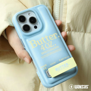 黄油块支架苹果16iphone15promax手机壳趣味原创小众设计适用苹果15promax保护套新款 iphone16pro可爱充棉壳