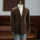 IsirHonour日系复古休闲灯芯绒三粒扣半里布西装 男通勤老钱西服男