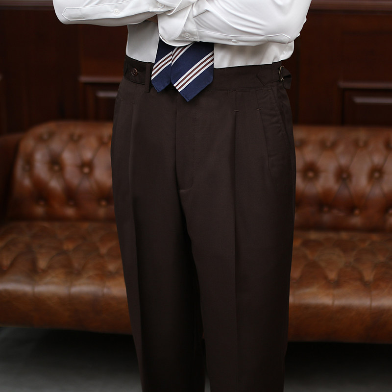 ISIRHONOURNEAPOLITAN COFFEE WORSTED WOOL FOUR SEASONS BUSINESS SUIT BRITISH VINTAGE SUIT MEN