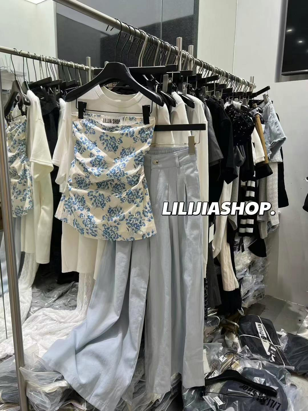 MIDO家 2025夏季新款韩版时尚百搭显瘦碎花抹胸吊带+休闲裤套装女