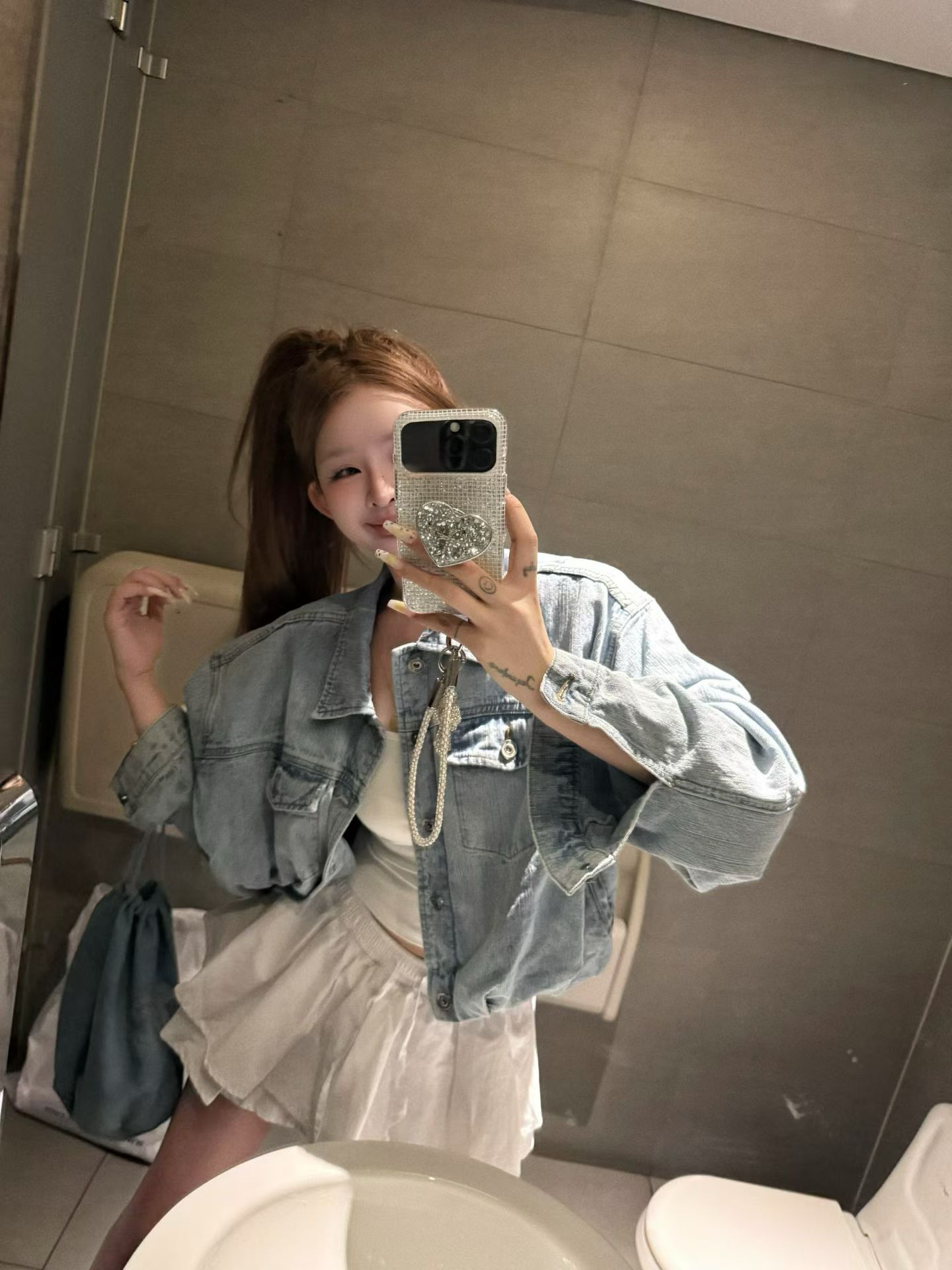 MIDO家 2026秋韩版时尚百搭宽松设计感小众浅蓝色牛仔外套女上衣