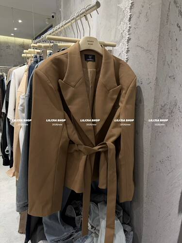 MIDO家 2026新款韩版时尚百搭显瘦高级感系带气质百搭西装外套女