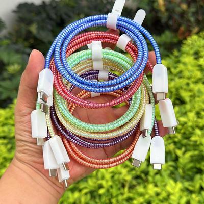 华为苹果笔记本充电器oppo小米vivo手机2米防断数据线保护套绕绳