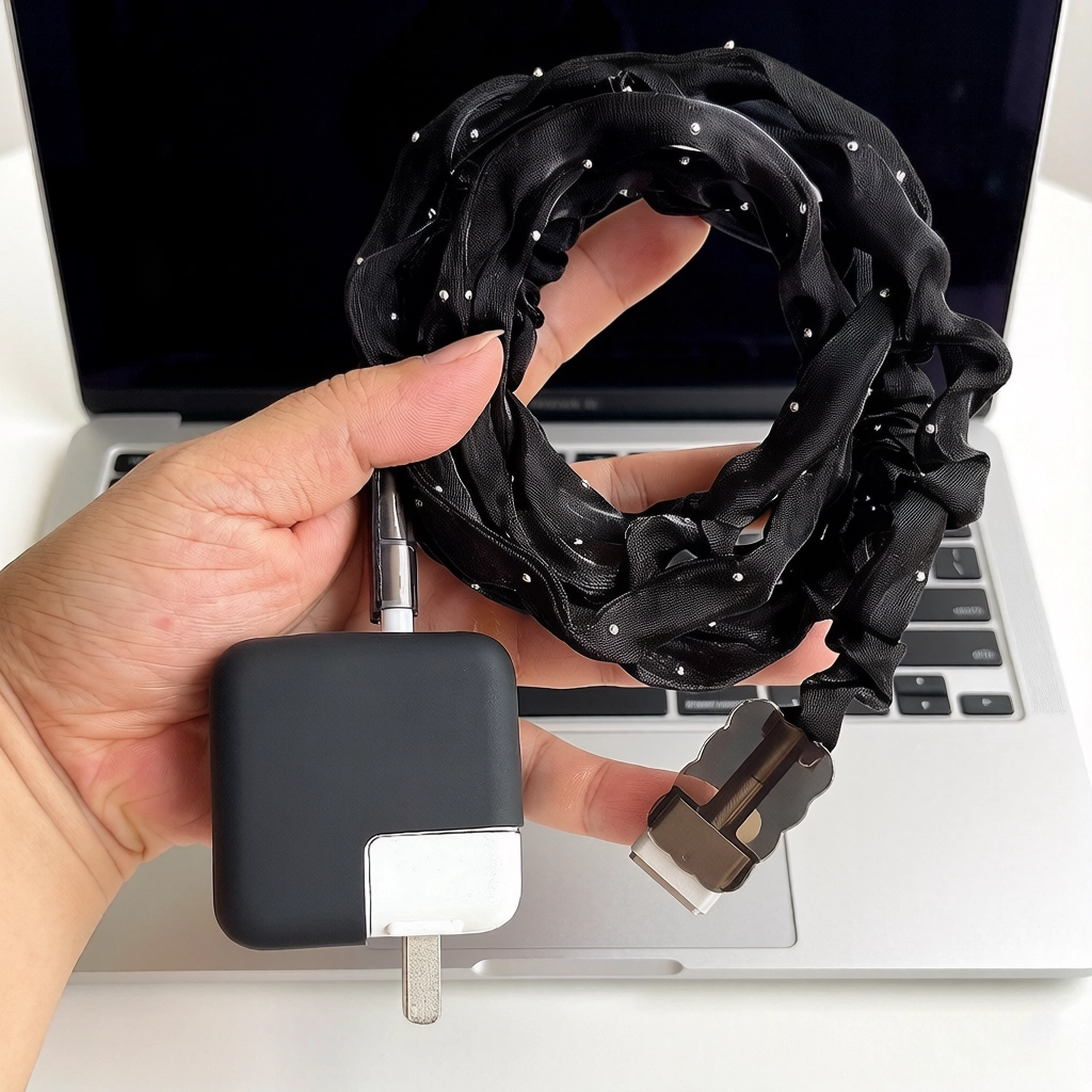 适用苹果MacBook pro M5 70W充电器壳Air网纱数据线保护套免绕线