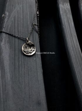 吊坠纯银手工暗黑小众笑脸项链