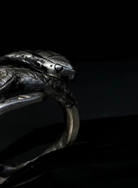 蛇头原创手工银饰暗黑系戒指定制