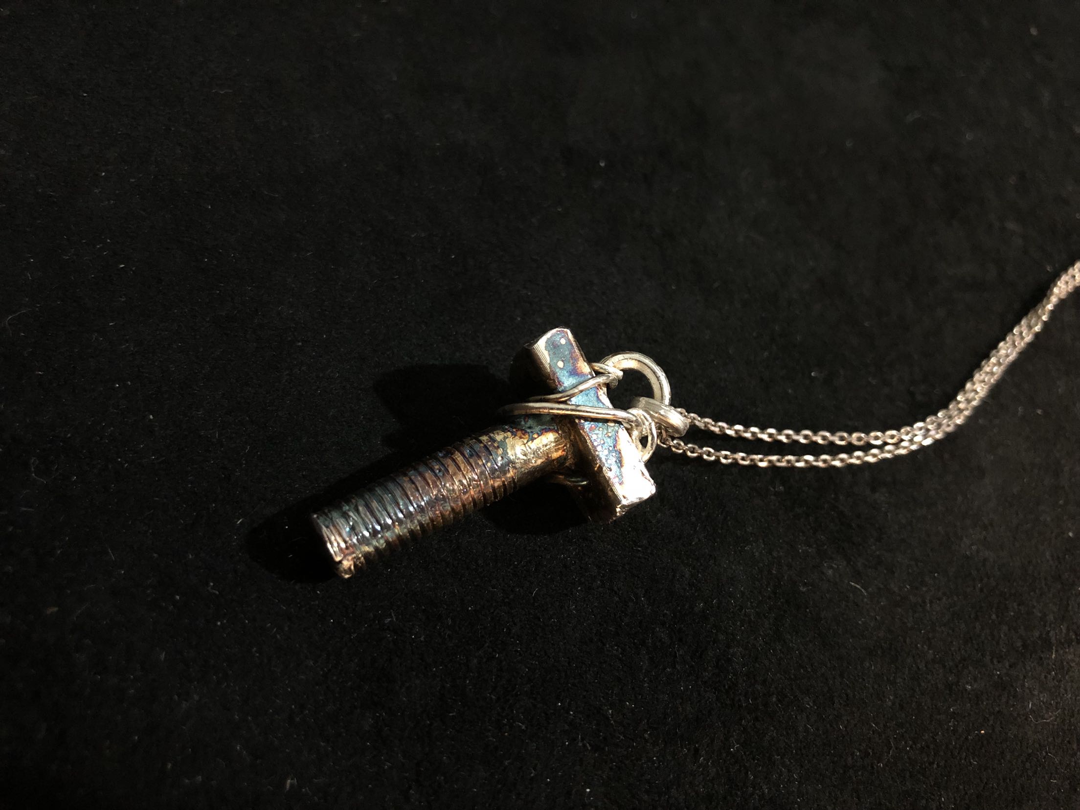 螺丝纯银手工嘻哈风项链吊坠