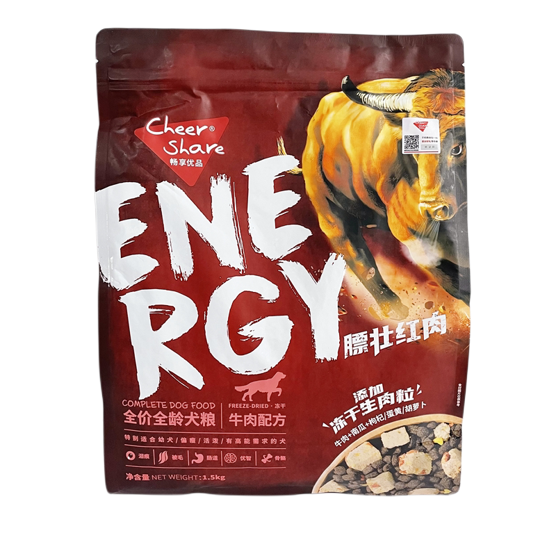 畅享优品膘壮红肉系列牛肉配方添加鱼肉鸡肉冻干狗粮1.5kg通用3斤