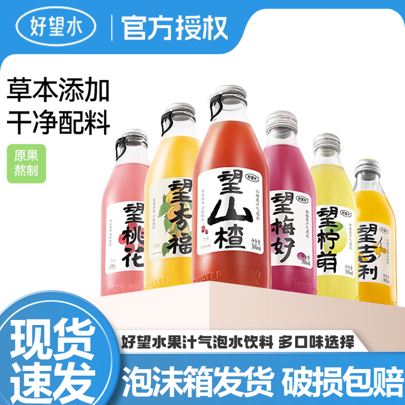 好望水果汁气泡水望山楂汁300ml瓶碳酸饮料草本健康解腻冰镇爽口
