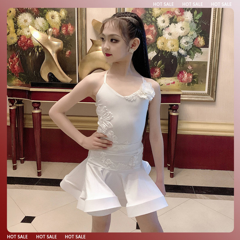 女童夏季网红拉丁练功服女童拉丁舞蹈服儿童高端表演练习演出服装