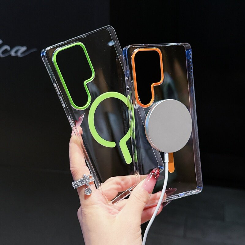 适用三星S25Ultra手机壳新款高级感透明硬壳镜框防摔Galaxys25Ultra磁吸壳简约壳散热男女款s25u亚克力保护套