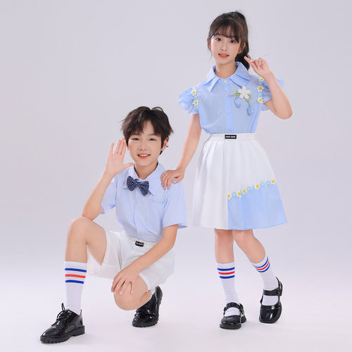 六一儿童节合唱演出服幼儿园表演服小学生英伦毕业照班服夏季园服