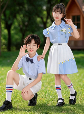 儿童合唱演出服幼儿园表演服小学生英伦毕业照班服夏季园服套装