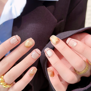 AuraNail 纯手工穿戴甲2025秋冬高级感琥珀色渐变猫眼 秋日格调