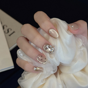 猫眼波点闪钻短款 纯手工穿戴甲2025新款 高级感 天鹅湖 AuraNail