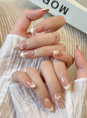 AuraNail【微甜少女】纯手工穿戴甲2026中长款高级感裸色显白猫眼